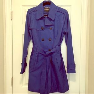 Express Royal Blue Trench Coat Size L